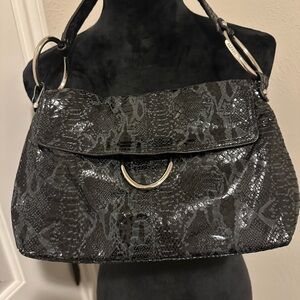 Vintage Alfani Elegant Black Snakeskin Pattern Handbag